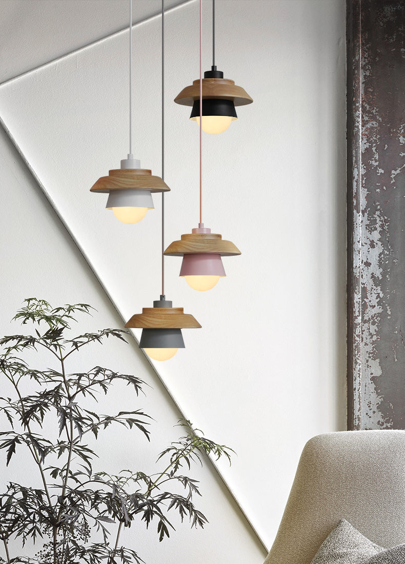 Modern Wood Pendant Light with Adjustable Cable in 5 Colors for Dining Room, Kitchen, Bedroom | Thomler
