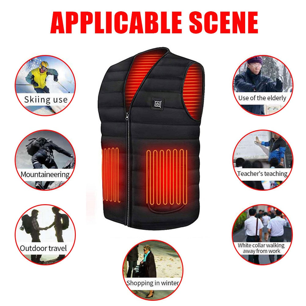 Battery-Powered Heated Vest with 5 Warming Zones & Adjustable Heat – USB Carbon Fiber Heating for Outdoor Winter Activities | Thomler