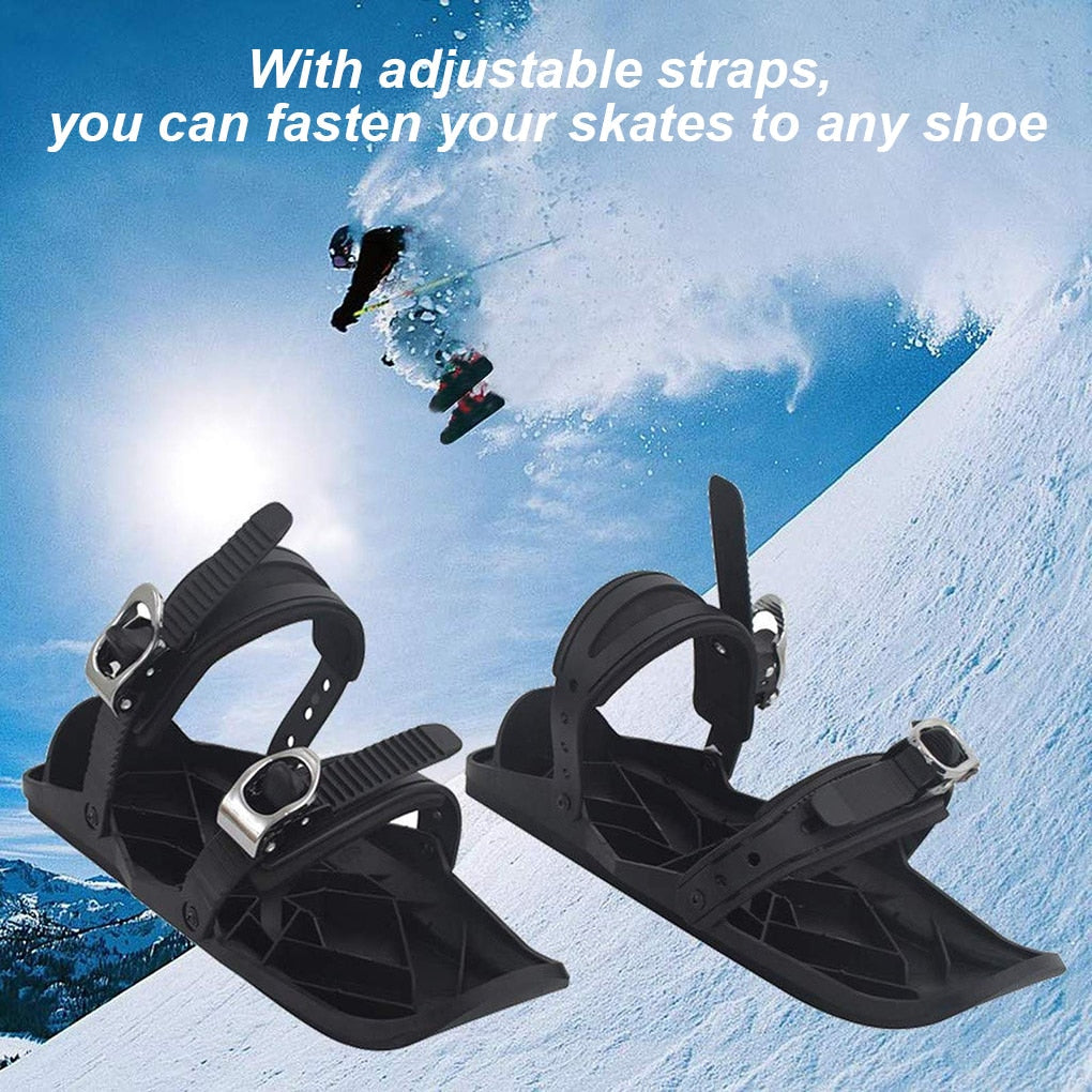 Compact Adjustable Ski Skates for Boots – Portable Snow Blades for Winter Fun, One Size Fits Most US 6-12 | Thomler