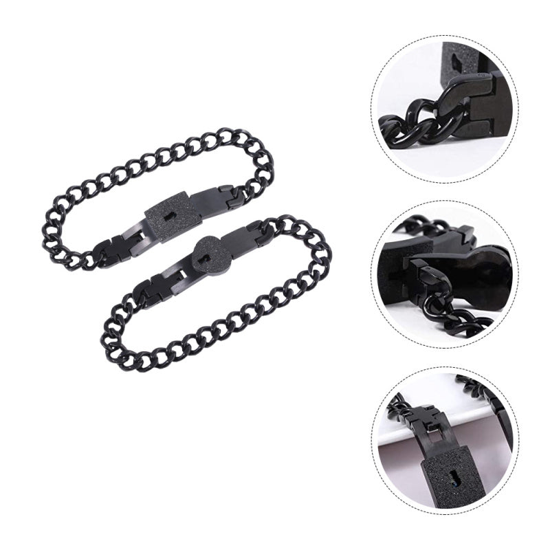 Couples Lock & Key Bracelet Set in Stainless Steel for Him & Her | Matching Jewelry Gift for Boyfriend Girlfriend Anniversary Valentine's Da | Thomler