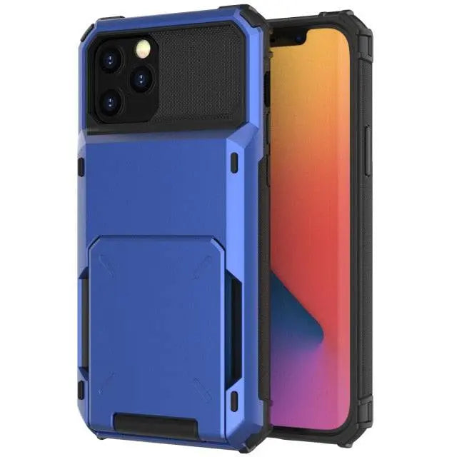Armor Card Wallet iPhone Case with Military-Grade Protection | Black Mamba Shock-Absorbing Shell for iPhone X through 13 Series | Thomler