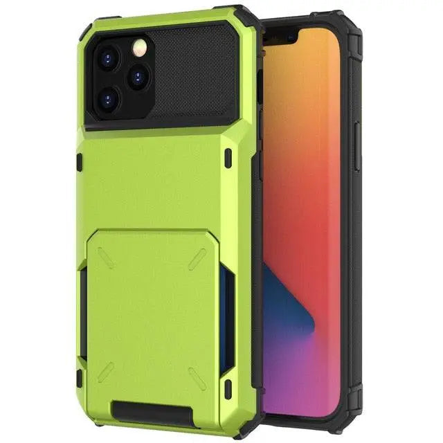 Armor Card Wallet iPhone Case with Military-Grade Protection | Black Mamba Shock-Absorbing Shell for iPhone X through 13 Series | Thomler