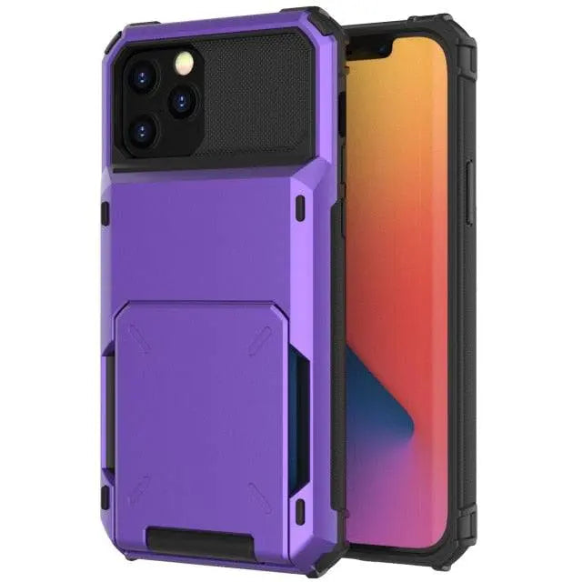 Armor Card Wallet iPhone Case with Military-Grade Protection | Black Mamba Shock-Absorbing Shell for iPhone X through 13 Series | Thomler