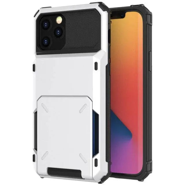 Armor Card Wallet iPhone Case with Military-Grade Protection | Black Mamba Shock-Absorbing Shell for iPhone X through 13 Series | Thomler