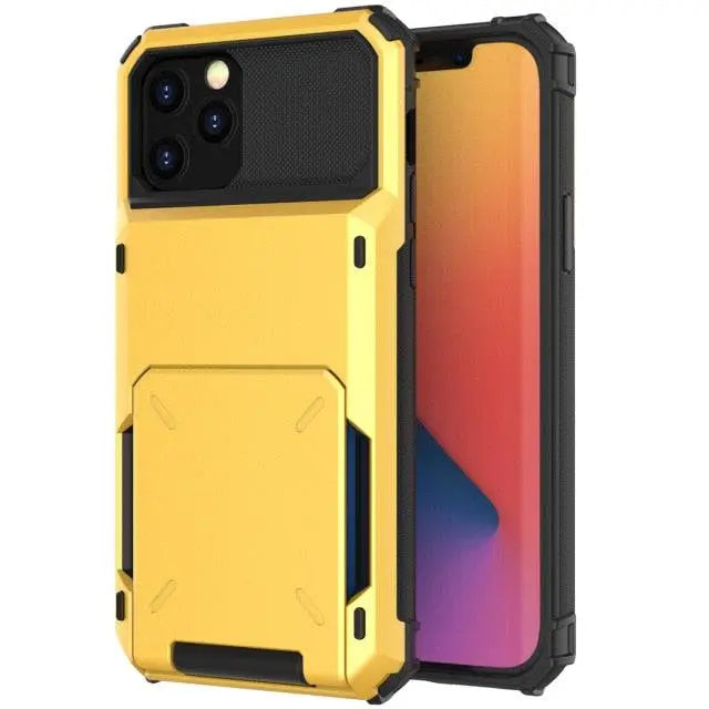 Armor Card Wallet iPhone Case with Military-Grade Protection | Black Mamba Shock-Absorbing Shell for iPhone X through 13 Series | Thomler