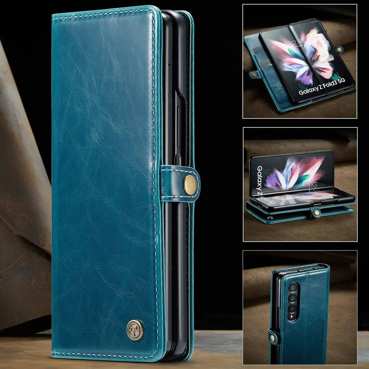 Folio Wallet Case for Samsung Galaxy Z Fold 3 – Genuine Leather Cover with Card Slots for Samsung Z Fold 3 5G – Full Protection Phone Pouch | Thomler