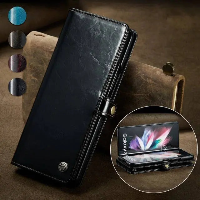 Folio Wallet Case for Samsung Galaxy Z Fold 3 – Genuine Leather Cover with Card Slots for Samsung Z Fold 3 5G – Full Protection Phone Pouch | Thomler