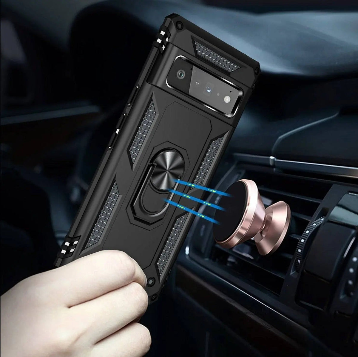 Reinforced Kickstand Phone Case for Google Pixel 6 & Pixel 6 Pro – 360° Rotating Ring Grip – Shockproof Hybrid Shell Cover | Thomler