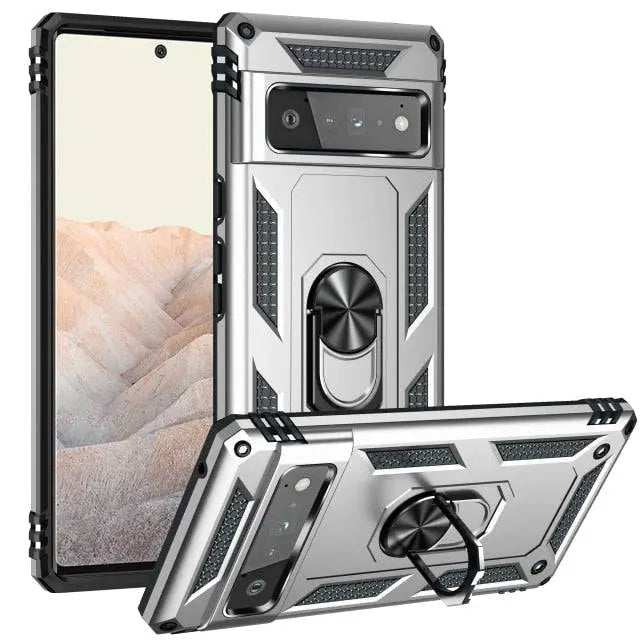 Reinforced Kickstand Phone Case for Google Pixel 6 & Pixel 6 Pro – 360° Rotating Ring Grip – Shockproof Hybrid Shell Cover | Thomler