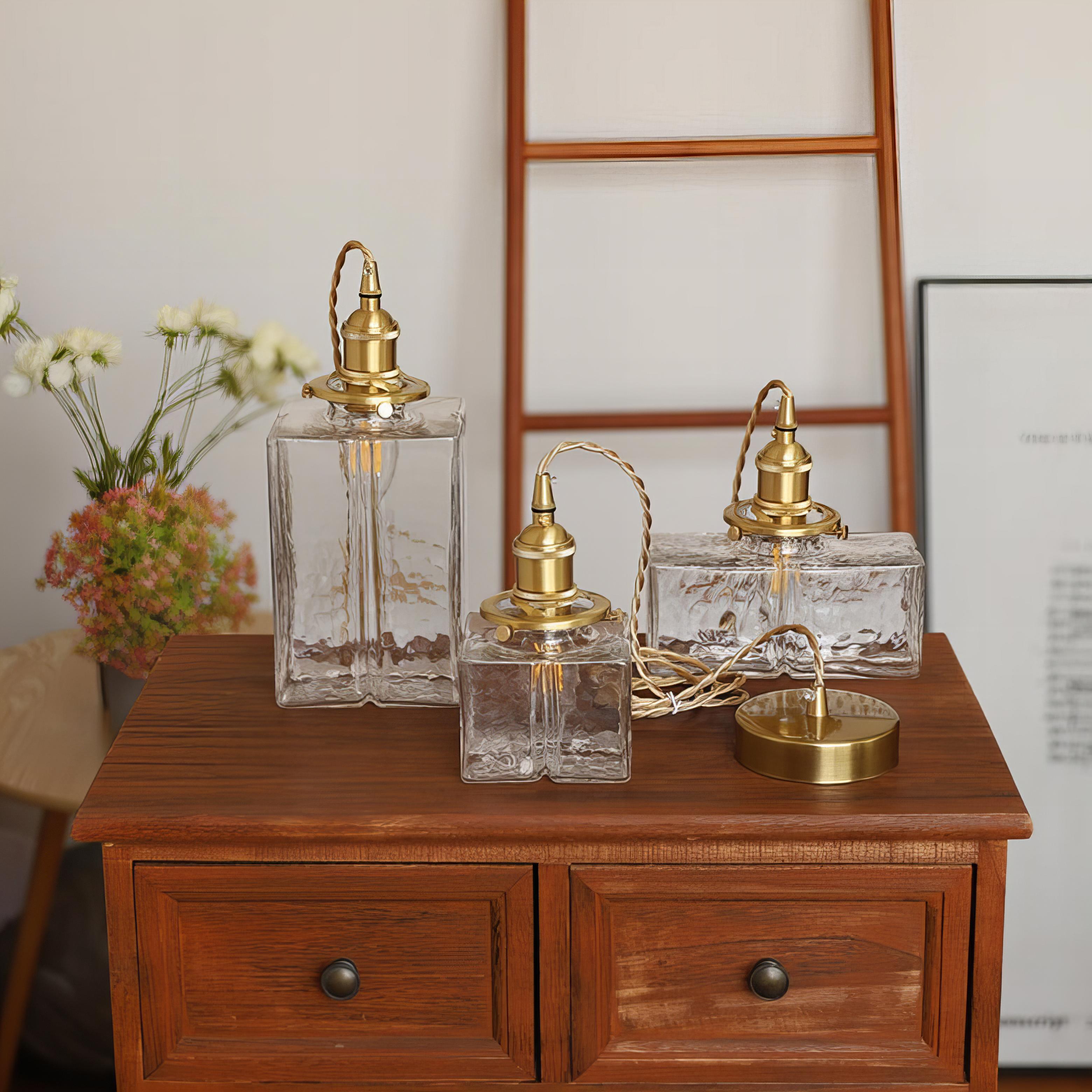 Pendant Light Textured Glass 28.0 cm Brass Kitchen Island Dining Room Hanging Ceiling Lamp Vintage E27 | Thomler