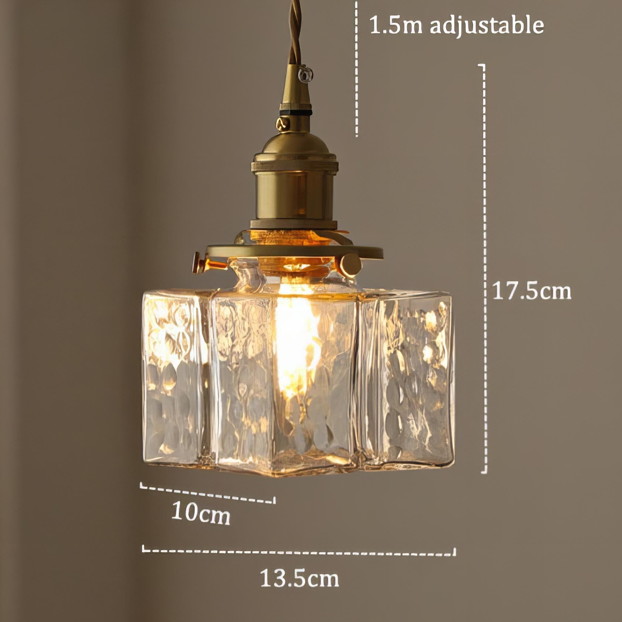 Pendant Light Glass 25.0 cm Transparent Brass Dining Room Kitchen Island Ceiling Lamp | Thomler