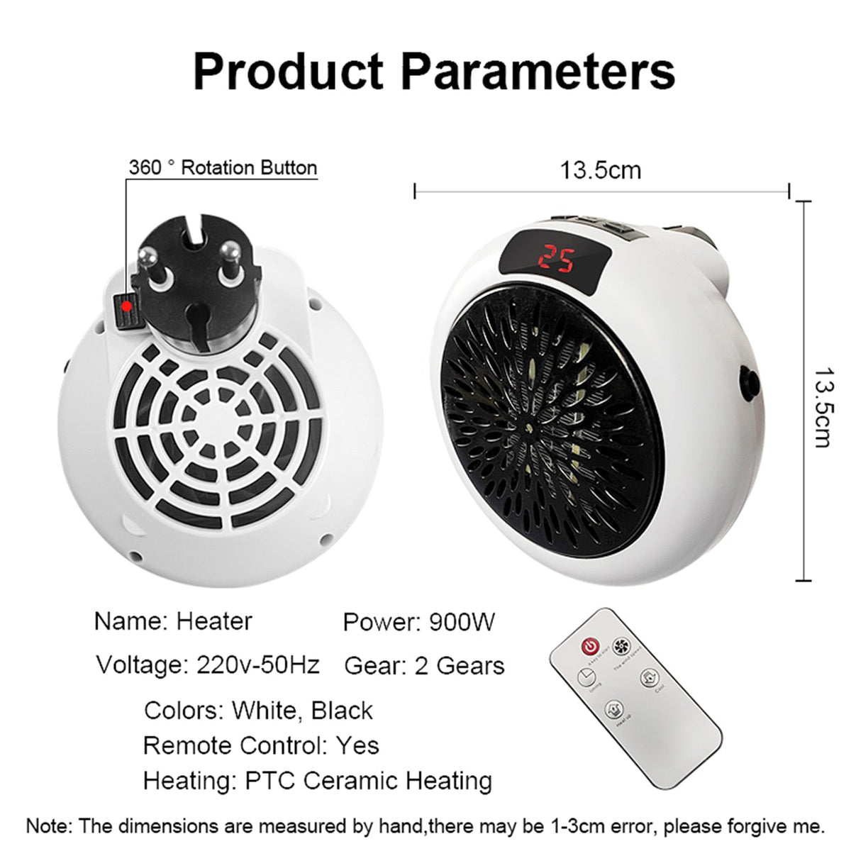 Compact Plug-In Space Heater with Digital Display & Auto Shutoff for Home, Office & RV | Thomler