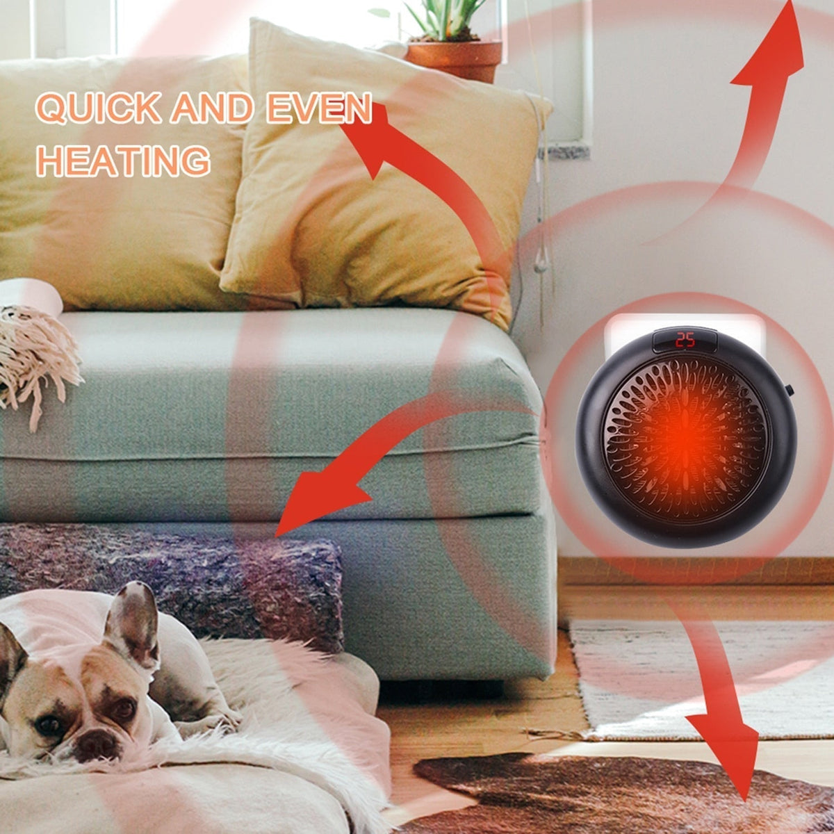 Compact Plug-In Space Heater with Digital Display & Auto Shutoff for Home, Office & RV | Thomler