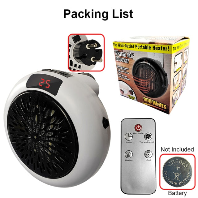 Compact Plug-In Space Heater with Digital Display & Auto Shutoff for Home, Office & RV | Thomler