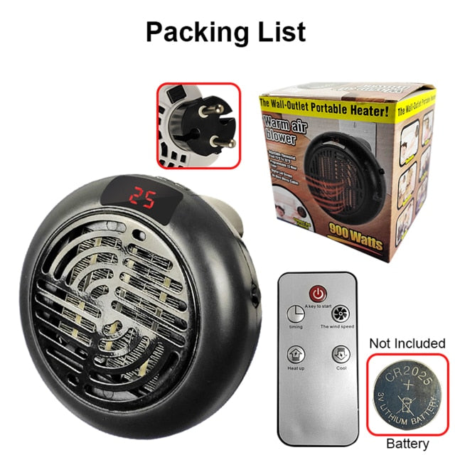 Compact Plug-In Space Heater with Digital Display & Auto Shutoff for Home, Office & RV | Thomler
