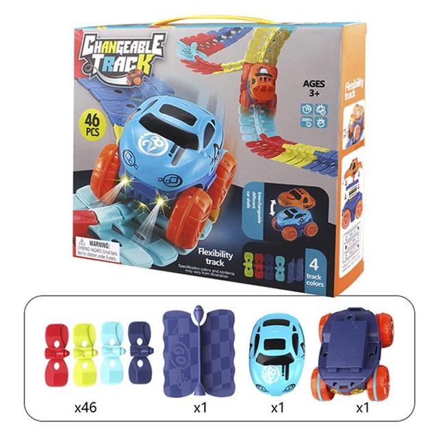 Flexible Magnetic Race Track Set with Glow-in-the-Dark Car for Kids | Educational STEM Building Toy | Thomler