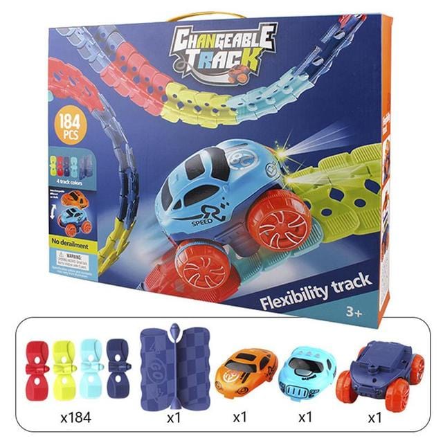Flexible Magnetic Race Track Set with Glow-in-the-Dark Car for Kids | Educational STEM Building Toy | Thomler
