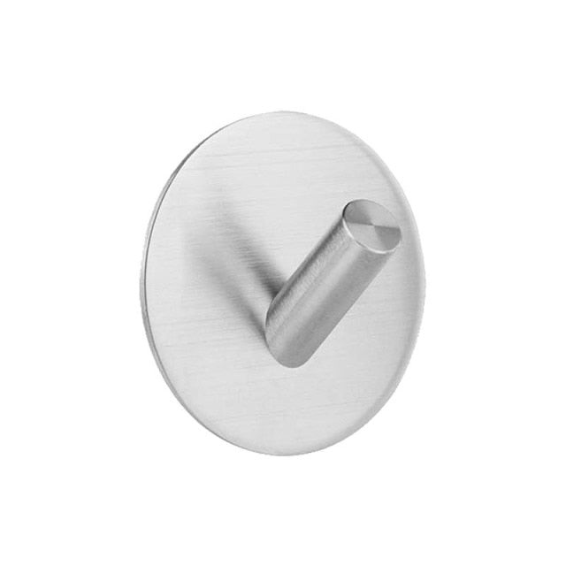 Wall Hook Stainless Steel Self Adhesive Black Bathroom Kitchen Towel Key Holder No Drill Minimalist Storage Organiser | Thomler