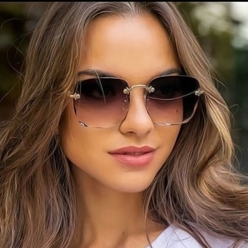 Rimless Rectangle Sunglasses with UV400 Protection – Lightweight Vintage Eyewear for Women & Men | Thomler