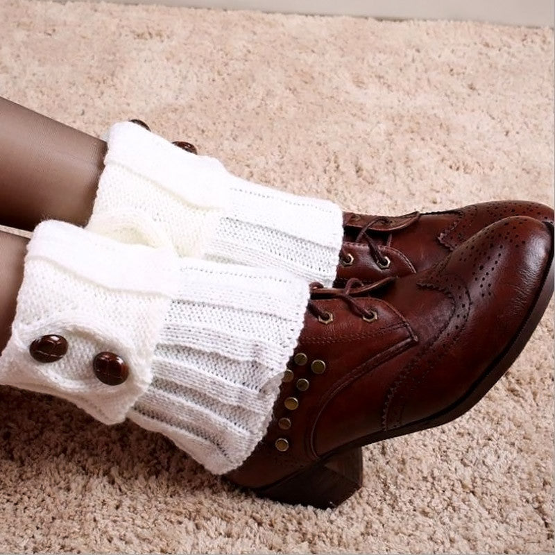 Knit Leg Warmers with Button Detail – Stretchy Cable-Knit Boot Cuffs for Winter | Thomler