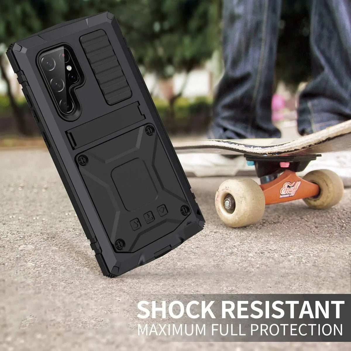 Metal Aluminum Phone Case with Kickstand & Glass Screen Protector for Galaxy S22 Series – Shockproof Full-Body Armor Shell | Thomler