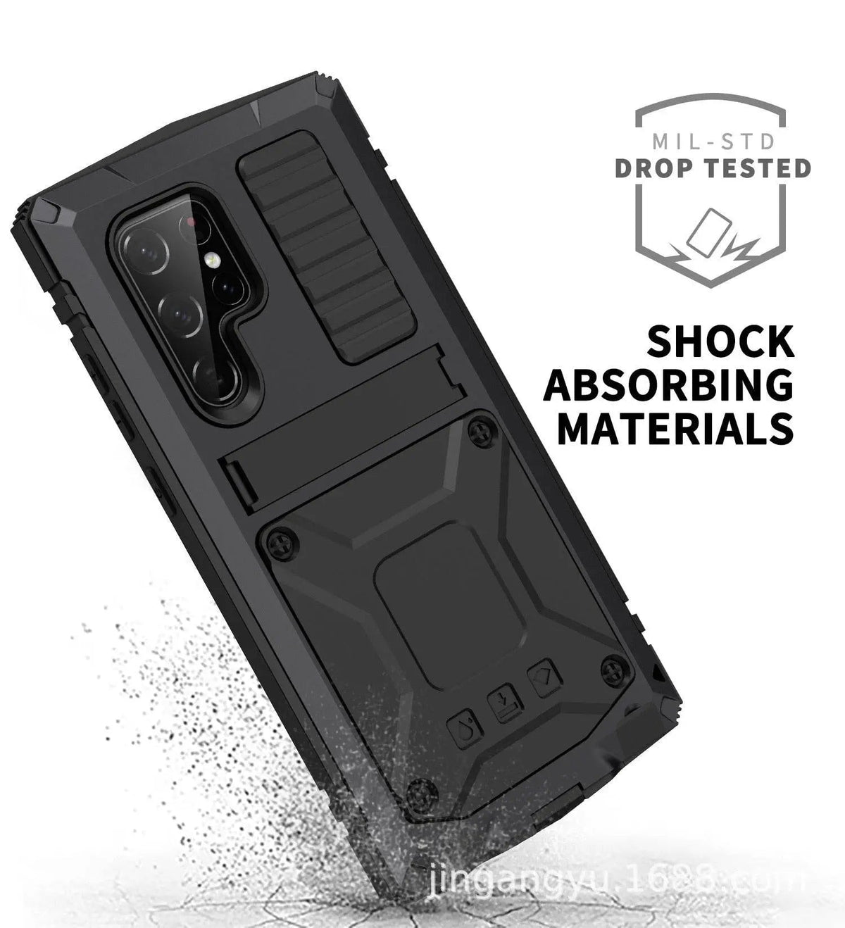 Metal Aluminum Phone Case with Kickstand & Glass Screen Protector for Galaxy S22 Series – Shockproof Full-Body Armor Shell | Thomler