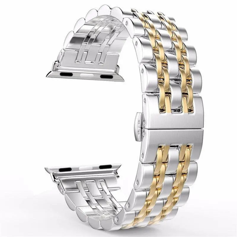 Premium Metal Three-Row Chain Watch Strap – 38mm–49mm Sizes, 4 Finishes – Compatible with Latest & Legacy Apple Watches | Thomler