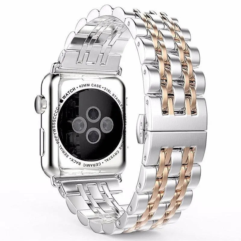 Premium Metal Three-Row Chain Watch Strap – 38mm–49mm Sizes, 4 Finishes – Compatible with Latest & Legacy Apple Watches | Thomler