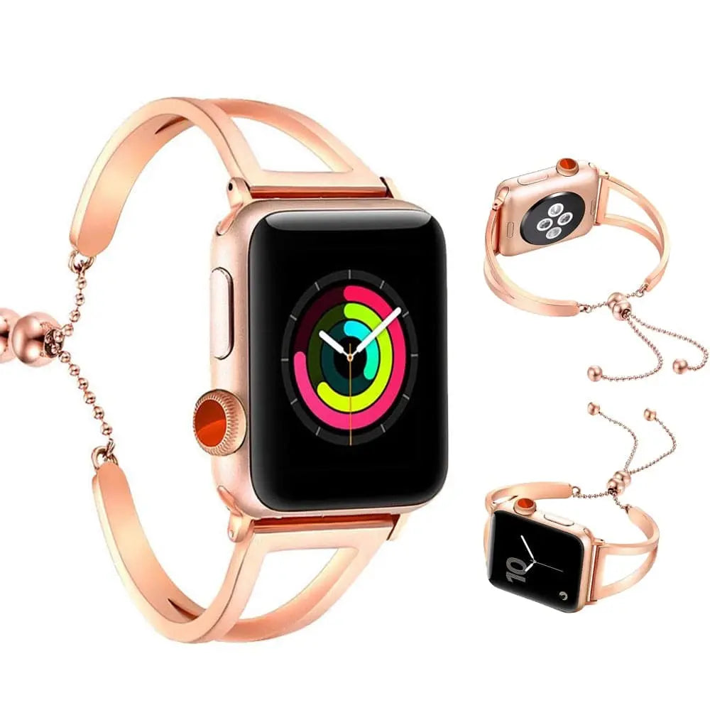Jewelry-Style Cuff Bracelet Strap for Apple Watch 42mm & 38mm – Dressy Metal Link Band for Women | Thomler