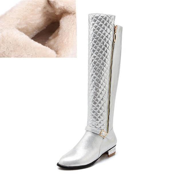 Women's Knee-High Boots with Low Block Heel and Optional Faux-Fur Lining – Zip-Up Winter Footwear for Cold Weather | Thomler