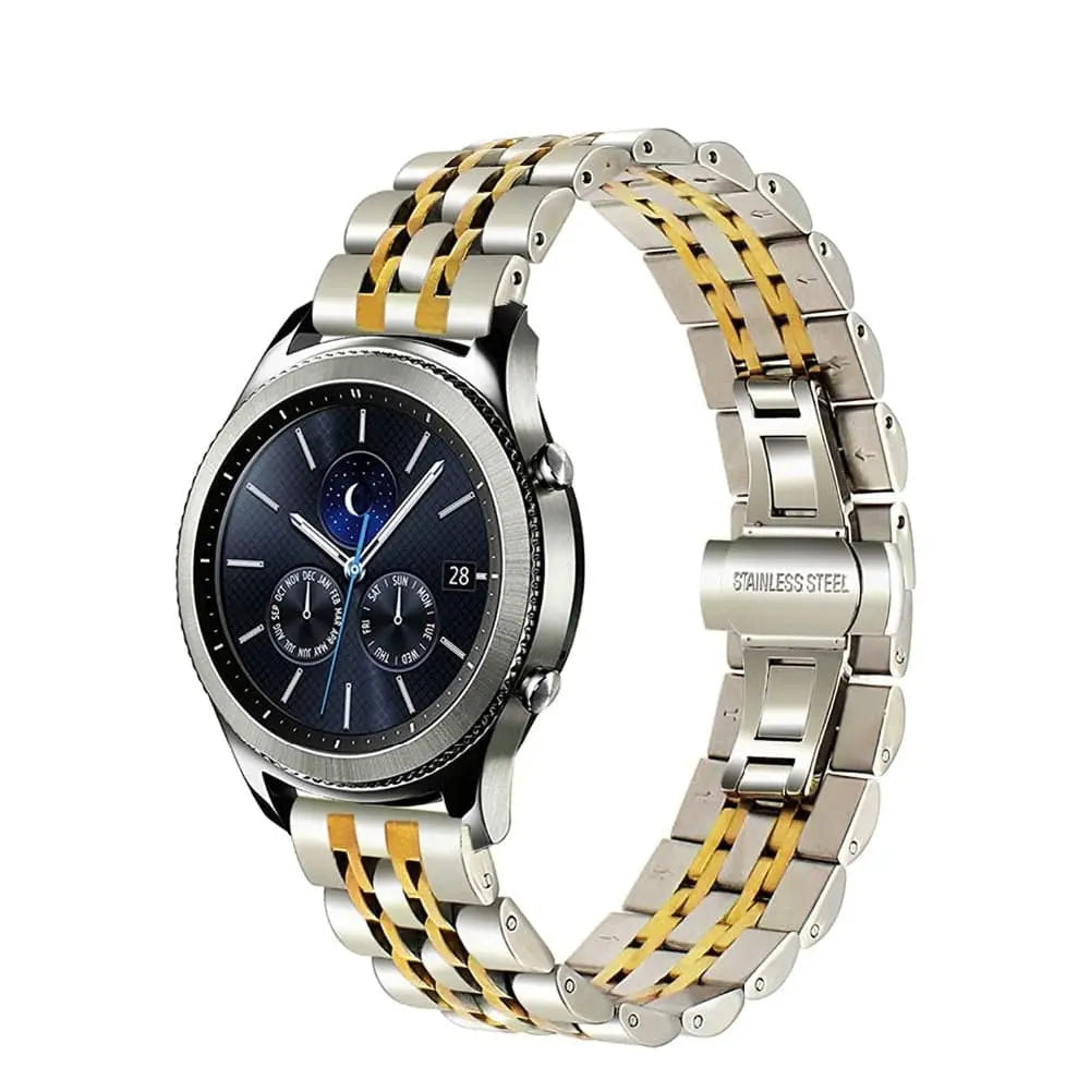Metal Watch Strap for Samsung Galaxy Watch 22mm Connector Width Stainless Steel Triple-Link Bracelet Adjustable Clasp Silver Rose Gold | Thomler