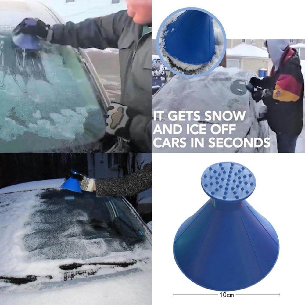 Conical Windshield Ice Scraper for Cars – 360° Clearing Tool with Ice Breaker Tip | Thomler