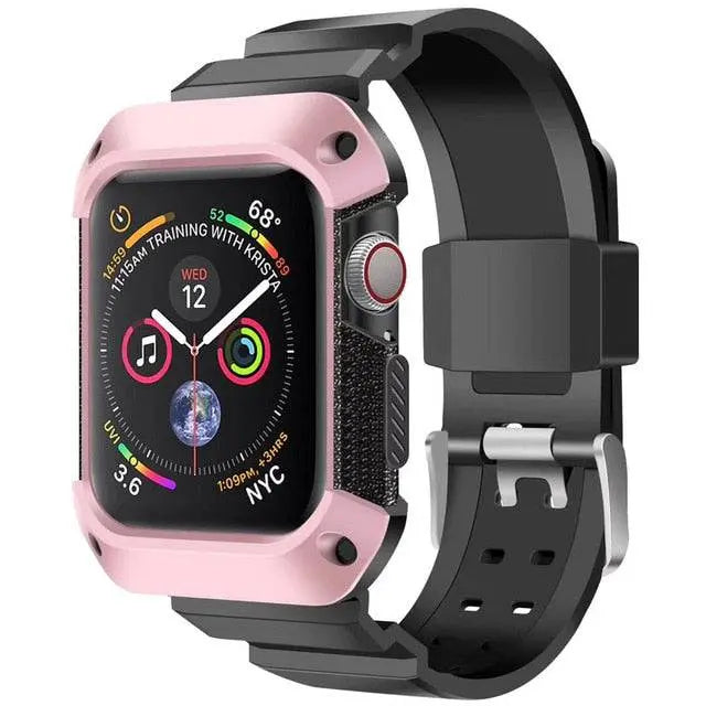 Protective Sport Strap with Bumper Case for Apple Watch – Rugged Wristband with Shock-Absorbing Frame – Compatible with 38/40/41/42mm and | Thomler