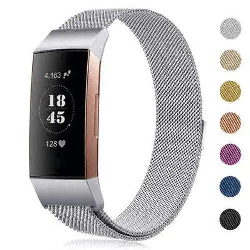 Adjustable Stainless Steel Mesh Fitness Tracker Band for Fitbit Charge 3 & 4 | Replacement Strap Wristband with Magnetic Clasp in Multiple | Thomler