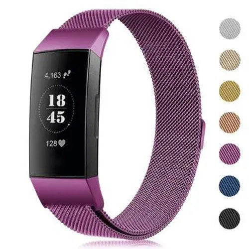 Adjustable Stainless Steel Mesh Fitness Tracker Band for Fitbit Charge 3 & 4 | Replacement Strap Wristband with Magnetic Clasp in Multiple | Thomler