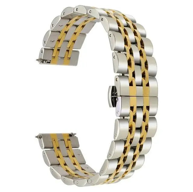 Metal Watch Strap for Samsung Galaxy Watch 22mm Connector Width Stainless Steel Triple-Link Bracelet Adjustable Clasp Silver Rose Gold | Thomler