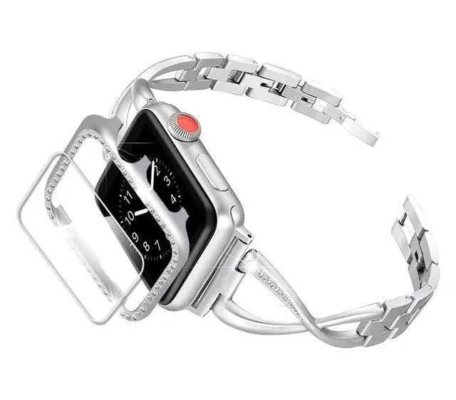 Embellished Metal Watch Case & Bracelet-Style Band Bundle for Apple Watch 38-44mm | Thomler