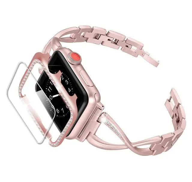 Embellished Metal Watch Case & Bracelet-Style Band Bundle for Apple Watch 38-44mm | Thomler