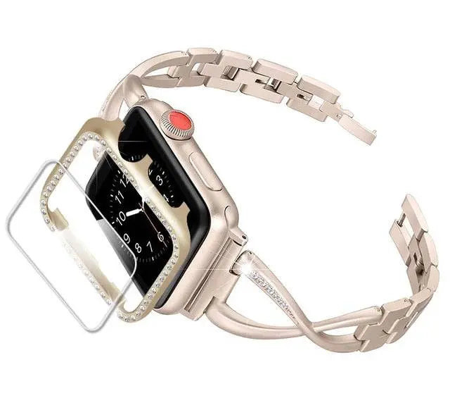 Embellished Metal Watch Case & Bracelet-Style Band Bundle for Apple Watch 38-44mm | Thomler