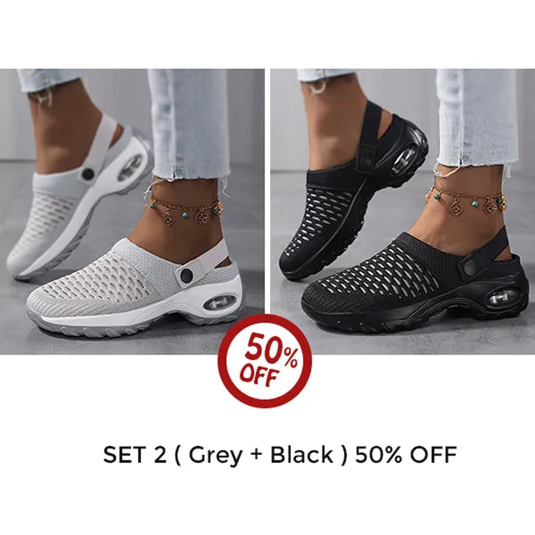 Women's Cushioned Slip-On Clogs with Thick Rubber Sole for Everyday Comfort | Open-Back Air-Cushion Mules for Walking, Errands & Casual Wear | Thomler