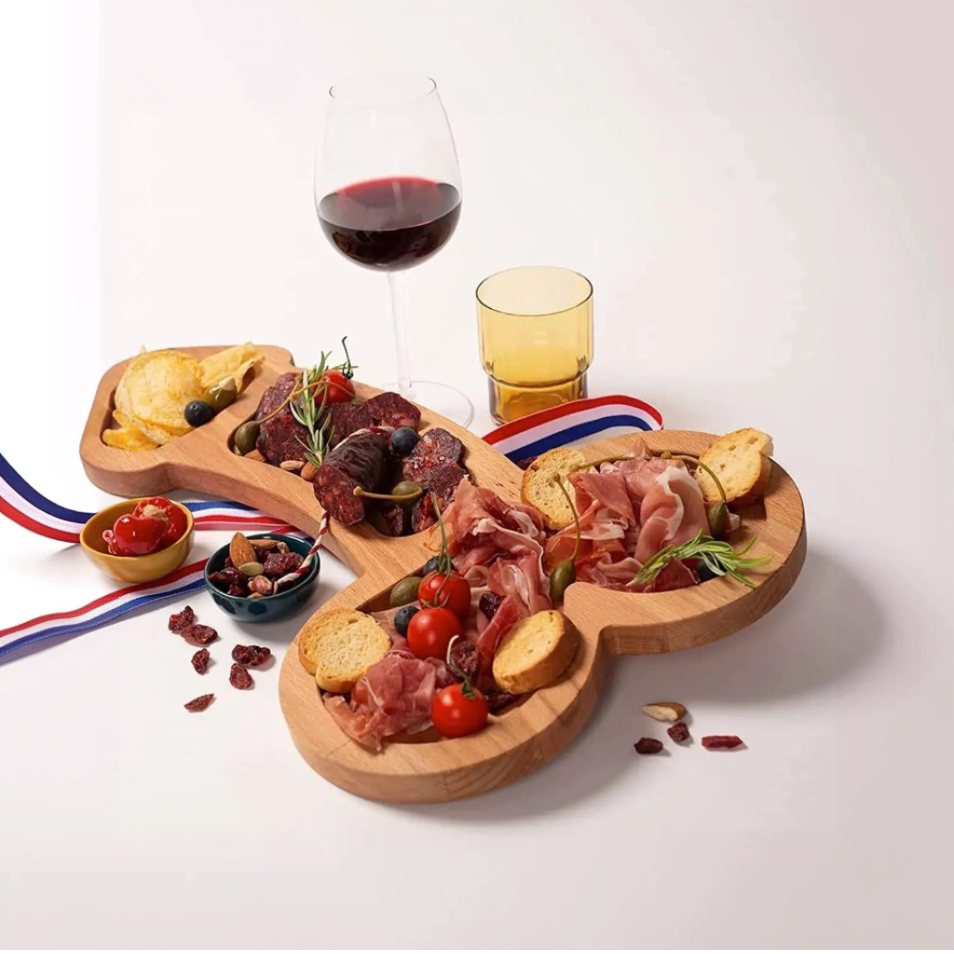 Wooden Charcuterie Board with Compartments for Cheese Snacks Appetizers Entertaining Party Platter Dark Wood Serving Tray for Game Night | Thomler