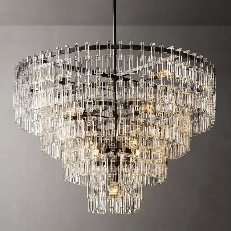 Multi-Tiered Crystal Ring Chandelier with Glass Chain Links for Dining Rooms and Living Rooms 36 48 60 Inch | Thomler