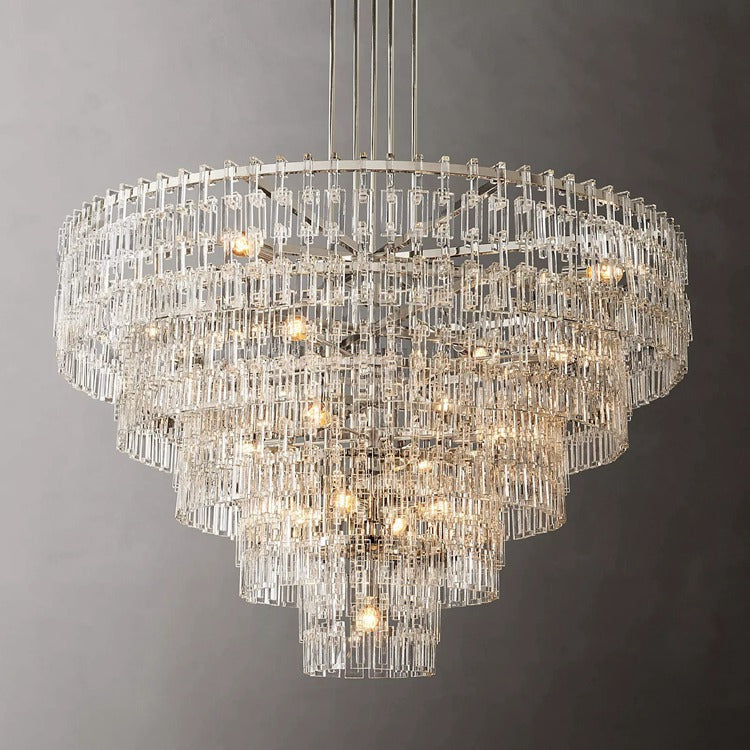 Multi-Tiered Crystal Ring Chandelier with Glass Chain Links for Dining Rooms and Living Rooms 36 48 60 Inch | Thomler