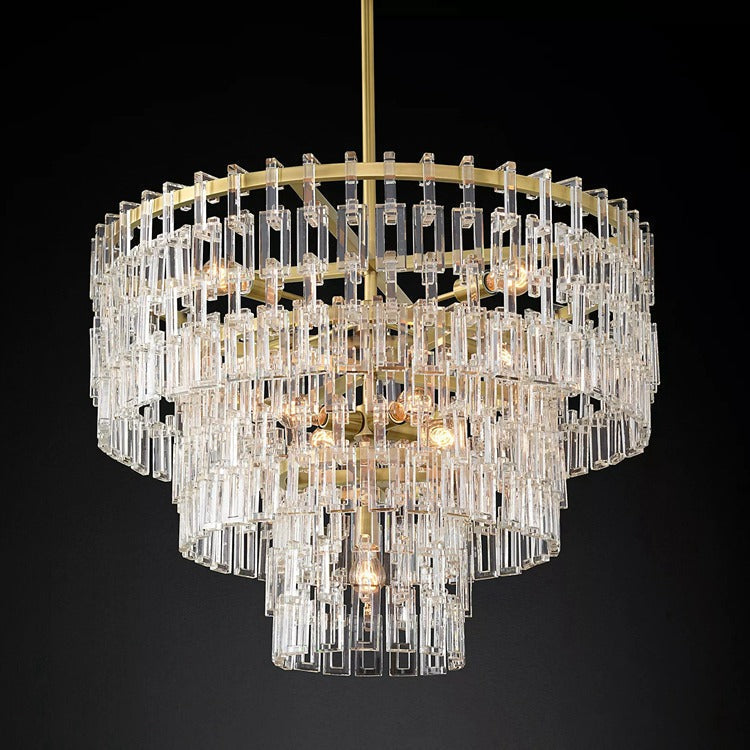 Multi-Tiered Crystal Ring Chandelier with Glass Chain Links for Dining Rooms and Living Rooms 36 48 60 Inch | Thomler