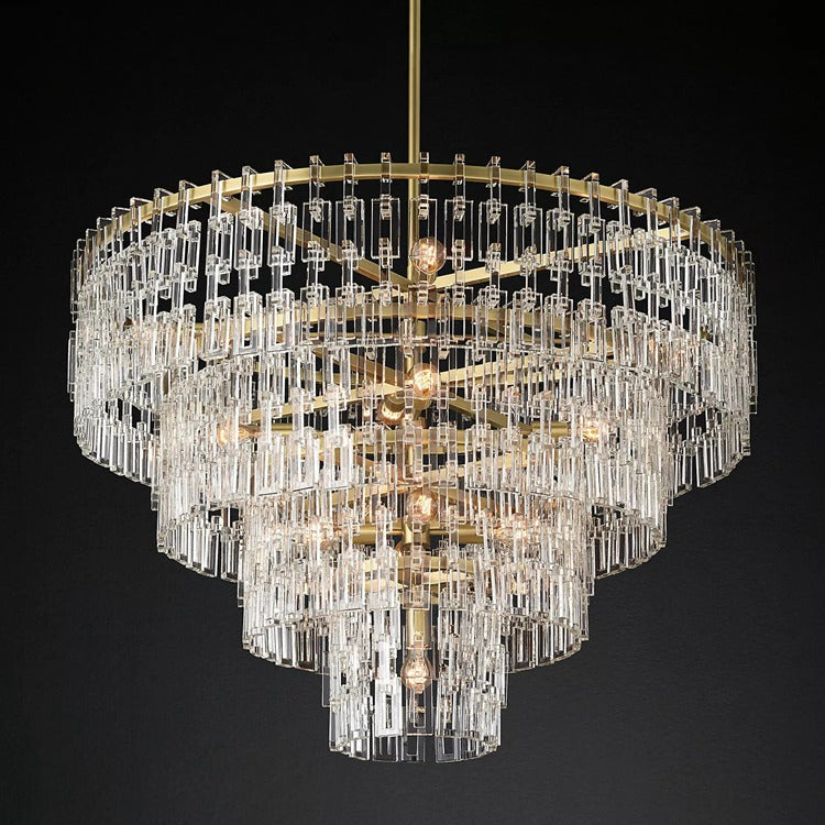 Multi-Tiered Crystal Ring Chandelier with Glass Chain Links for Dining Rooms and Living Rooms 36 48 60 Inch | Thomler