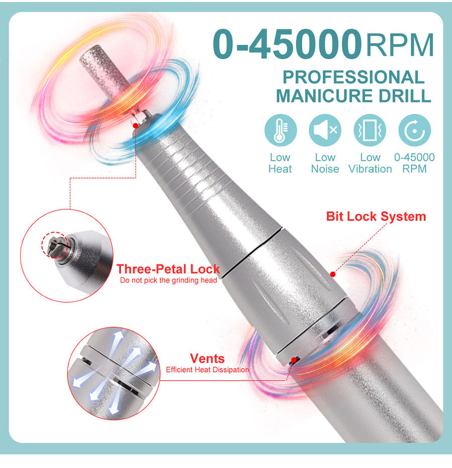 Cordless Electric Nail Drill 45000 RPM Rechargeable Manicure Tool Kit for Acrylic Nails Gel Polish Removal Pedicure Filing Shaping Polishing | Thomler