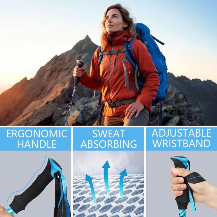 Collapsible Hiking Poles with Quick-Lock System – Lightweight Aluminum Trekking Sticks for Men & Women | Thomler