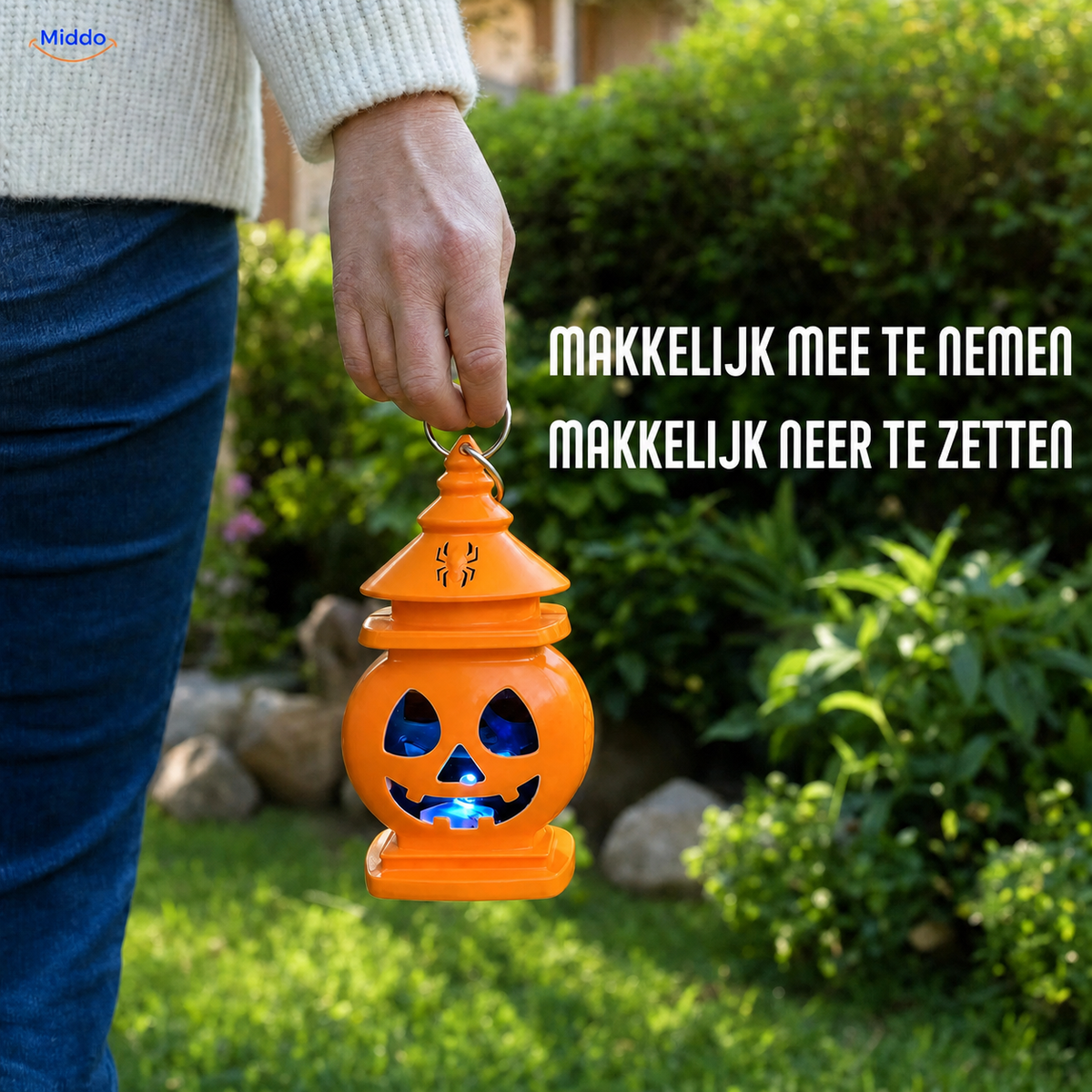 Reversible Pumpkin Lantern – Castle or Witch Hat Top, Warm Amber or 7-Color LED Light | Thomler
