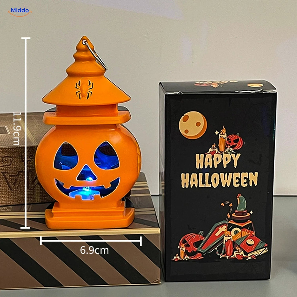 Reversible Pumpkin Lantern – Castle or Witch Hat Top, Warm Amber or 7-Color LED Light | Thomler