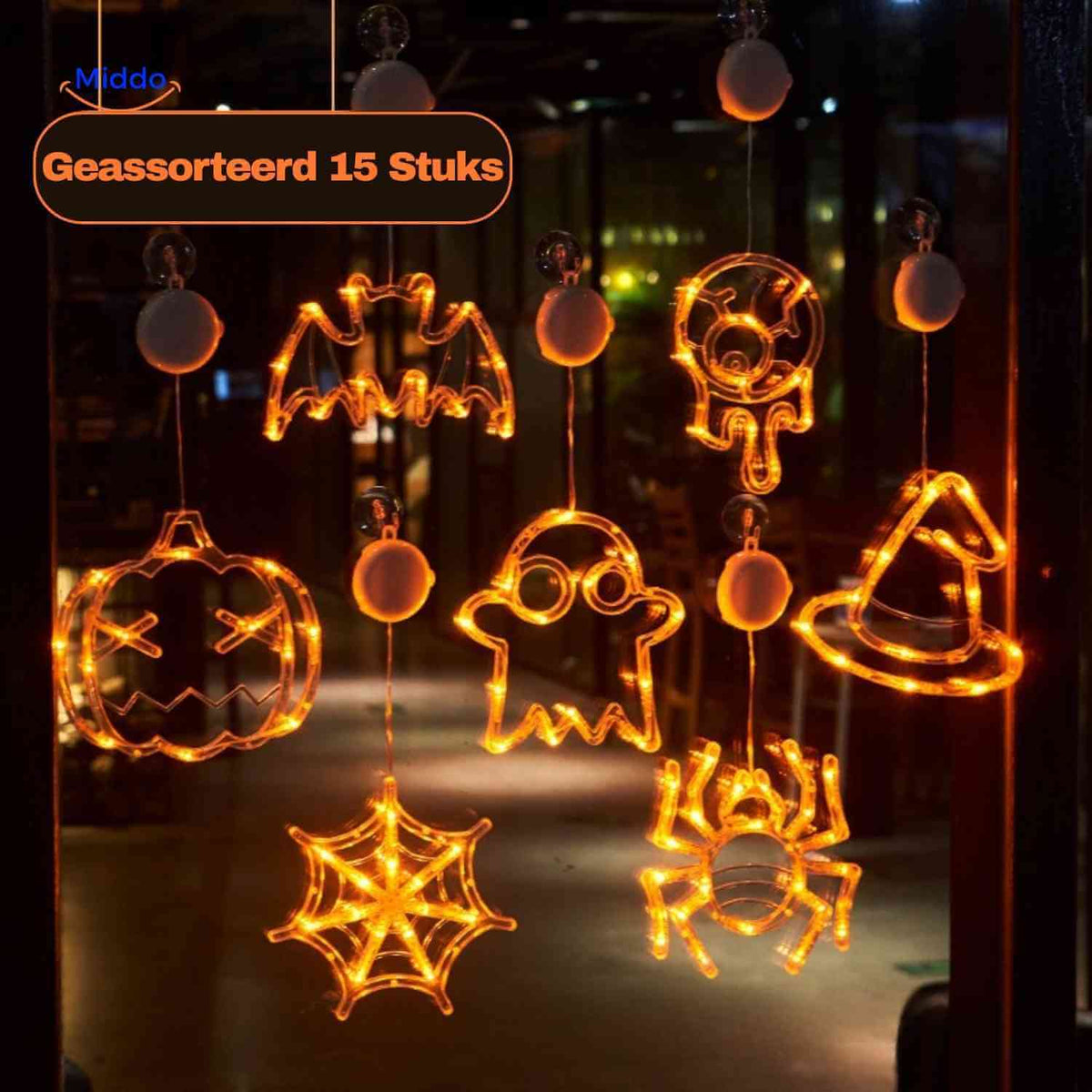 Festive Halloween LED Window Cling Light – Suction Cup Install, Energy-Saving Glow for Indoor & Outdoor Decor, Jack-o'-Lantern Pumpkin | Thomler